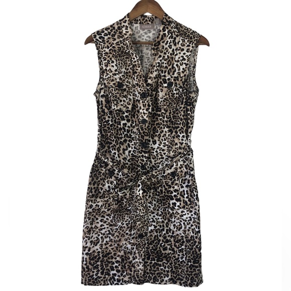 Chico's Dresses & Skirts - Chico’s Sleeveless Leopard Print Tie Waist Dress Size 1 (M/8)